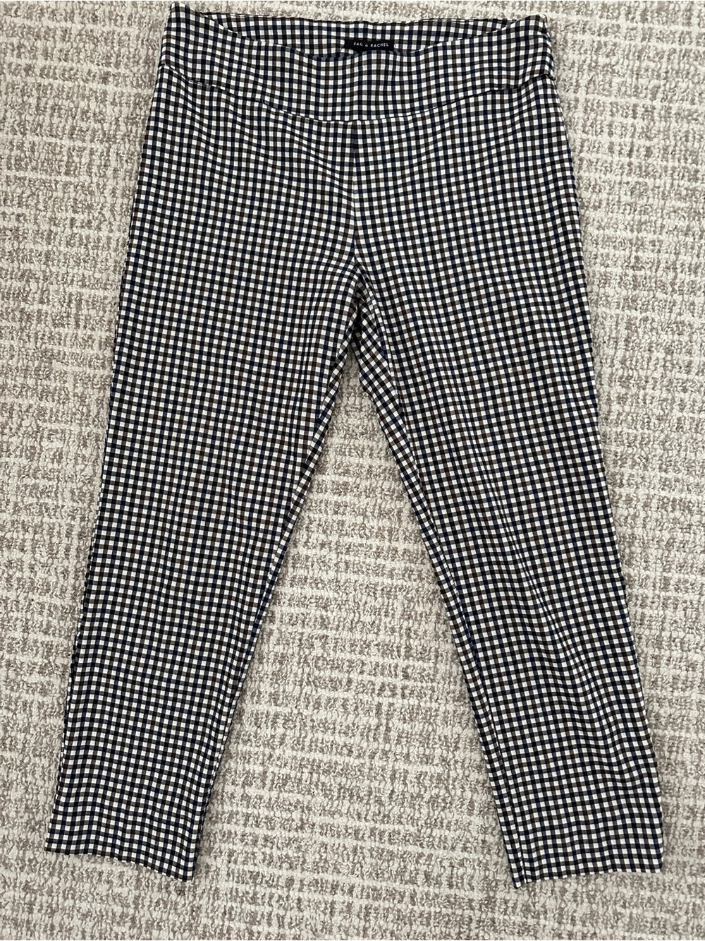 Zac & Rachel High Waisted Stretchy Gingham Pull-on Ankle Women's Pants, Sz 14